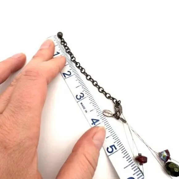 Chico’s stunning iridescent beaded stone wire necklace career‎ delicate elegant - Picture 7 of 11